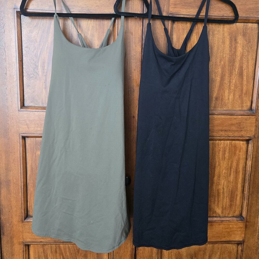 Halara | TWO, Softly ZeroPlush 2-in-1 Pocket Mini Active Dress | Black & Green